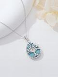 TOUPOP Sterling Silver Turquoise Mustard Seed Necklace For Women-0-1