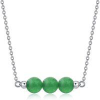 wholesale 925 Sterling Silver Green Jade Healing Crystal Bead Necklace Birthstone Choker  for Women-07. Green Aventurine