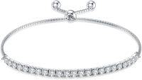 wholesale Sterling Silver Cubic Zirconia Adjustable Tennis Bracelet for Women-3mm cubic zirconia