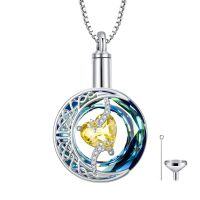 wholesale TOUPOP Moon And Star Urn Necklaces For Ashes Birthstone Cremation Jewelry 925 Sterling Silver Crystal Memorial Keepsake Funeral Jewelry For Women Wife Mom Mothers Day Gifts (with Funnel Filler) -color_name:11-Nov-Citrine