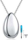 wholesale 925 Sterling Silver Tear Drop Hourglass Cremation Jewelry Keepsake Urn Necklace with Funnel and Fill Tool-0-0