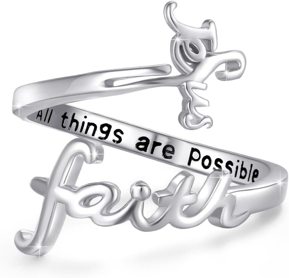 wholesale Sterling Silver Jesus Ring Adjustable Heart Faith King of Kings Christian Band for Women-Jesus Ring