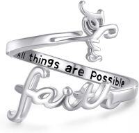 wholesale 925 Sterling Silver Jesus Ring Adjustable Heart Faith King of Kings Christian Band for Women-Jesus Ring
