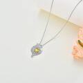 wholesale 925 Sterling Silver Citrine Heart-Shaped Floral Pendant Necklace for Women-0-3