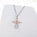 wholesale 925 Sterling Silver Heart Angel Wing Pendant & Chain Jewelry Set for Women Gifts-0-5