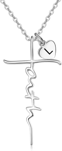 wholesale Sterling Silver Birthstone Faith Cross Pendant Necklace for Women-L-L