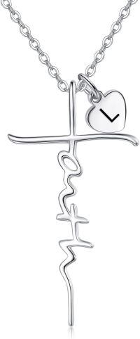 wholesale 925 Sterling Silver Heart Cross Ekg Necklace-L-L