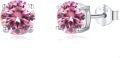 wholesale 925 Sterling Silver Pink Cubic Zirconia Stud Earrings 6mm Round Gemstone  for Women Girls-0-0