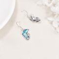 wholesale 925 Sterling Silver Dolphin Shape Crystal Dangle Drop Earrings for Women-0-4
