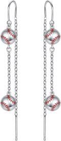 wholesale 925 Sterling Silver Baseball Sports Dangle Drop Earrings for Women Girls Gifts-0-0