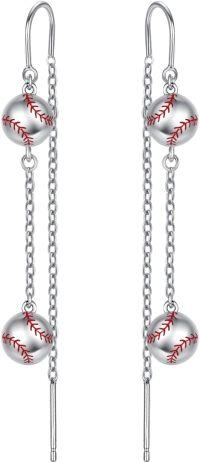 wholesale 925 Sterling Silver Baseball Sports Dangle Drop Earrings for Women Girls Gifts-Baseball