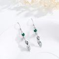 wholesale 925 Sterling Silver Malachite Leaf Drop Earrings-0-1
