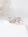 TOUPOP Sterling Silver Rose Gold Animal Rings Otter Highland Cow Fox Jewelry Gifts-0-1