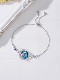 wholesale TOUPOP Birthstone Bracelet Moon And Star Bracelet 925 Sterling Silver Blue Crystal Jewelry Birthday Christmas Gifts For Women -0-4