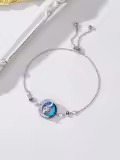 TOUPOP Sterling Silver Blue Crystal Birthstone Moon Star Bracelet Women Jewelry Gift-0-4
