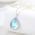 wholesale 925 Sterling Silver Blue Moonstone Howling Wolf Pendant Necklace-0-1