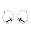 wholesale 925 Sterling Silver Hoop Earrings Wholesale With Cross Design-0-0