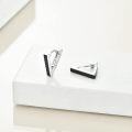 wholesale 925 Sterling Silver Black Triangle Hoop Earrings for Men & Women - Mother's Day Gift Idea-0-4