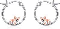 wholesale 925 Sterling Silver Corgi Dog Charm Hoop Earrings Gift for Women-Corgi