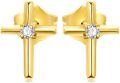 wholesale Rose Gold Diamond Cross Stud Earrings - Religious s for Women and Girls-0-10