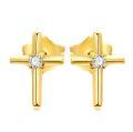 wholesale 14k Gold Cross Moissanite Stud Earrings For Women-0-10