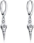 wholesale 925 Sterling Silver Raven Celtic Knot Norse Huggie Hoop Punk Rock Earrings-0-0