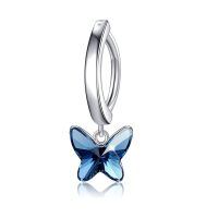 wholesale 925 Sterling Silver Dangle Clicker Belly Button Ring for Women Simple Reverse Navel Rings Body Jewelry-Butterfly Belly Button Ring