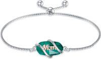 wholesale 925 Sterling Silver Opal Mom Charm Bolo Bracelet for Women-Mom-Emerald