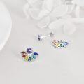 wholesale 925 Sterling Silver Multi-Color Crystal Flower Petal Stud Earrings-0-1