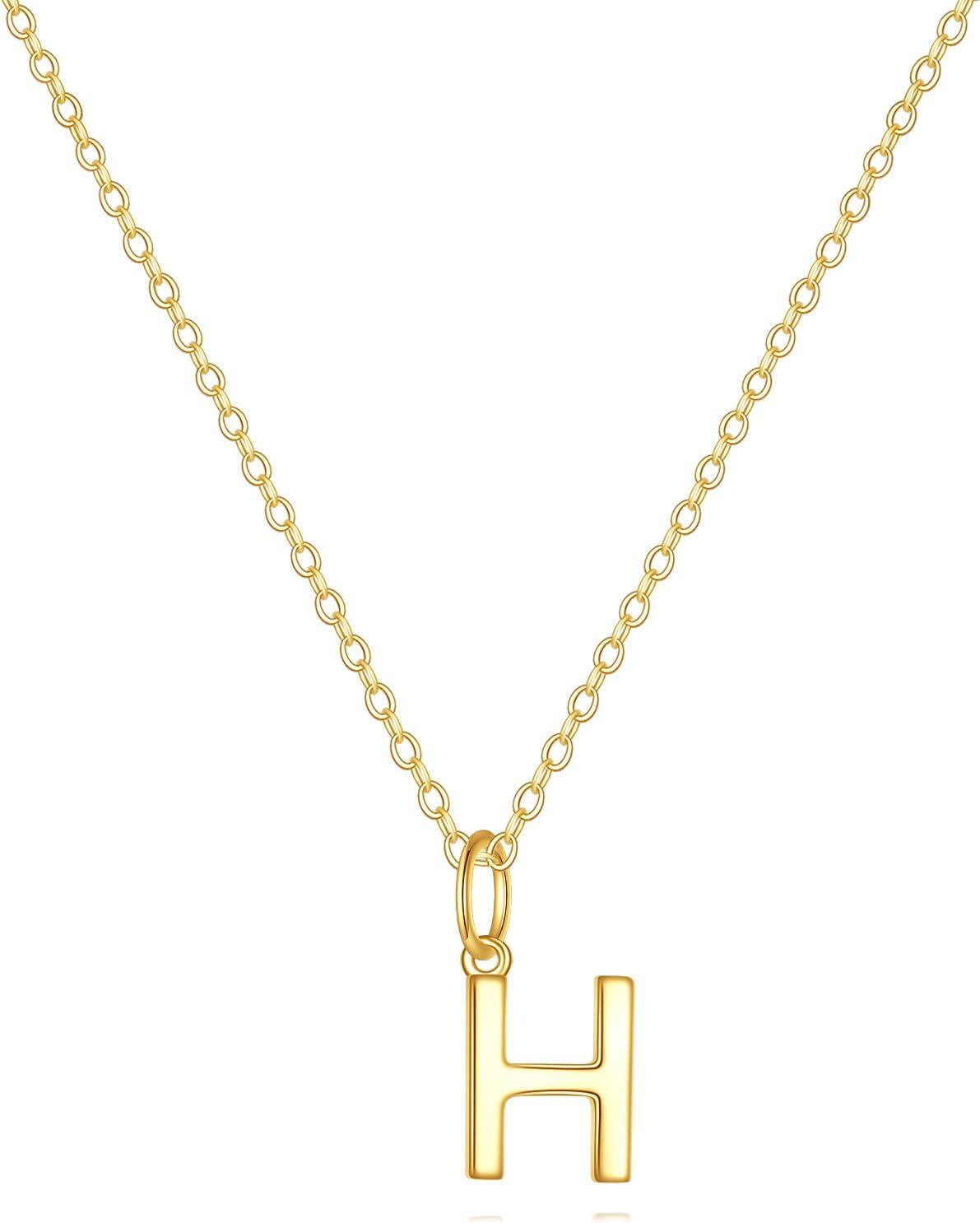 14K Gold Letter Pendant Necklace 18 -0-1
