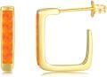 wholesale 925 Sterling Silver 925 Gold-Plated Orange Opal Square Hoop Earrings for Women-0-0
