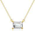 wholesale 14K Gold Emerald Cut White Topaz Pendant Chain Necklace for Women Anniversary Gifts-0-0
