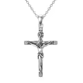 TOUPOP Sterling Silver Crucifix Necklace with Stones, Christian Jewelry Gift-0-0