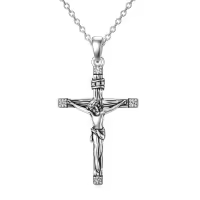 TOUPOP Sterling Silver Crucifix Necklace with Stones, Christian Jewelry Gift-undefined