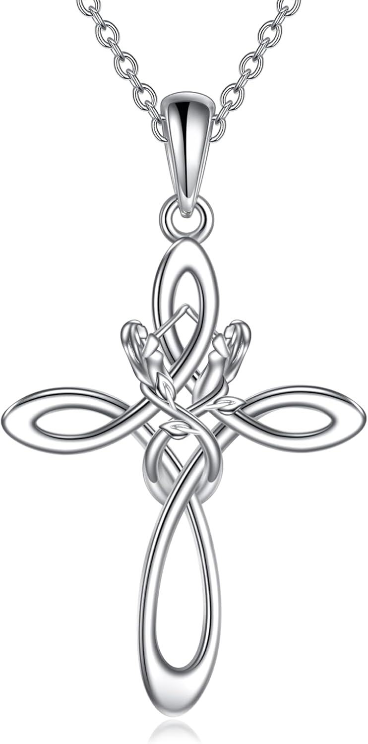Sterling Silver Mustard Seed Butterfly Hummingbird Pendant Necklace for Women-03-Sisters Cross Necklace