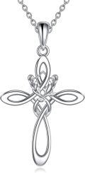 wholesale 925 Sterling Silver Cross Vine Pendant Necklace for Women-0-0