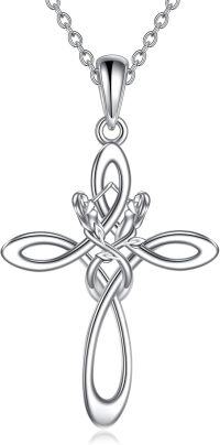 wholesale 925 Sterling Silver Cross Vine Pendant Necklace for Women-03-Sisters Cross Necklace