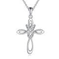 wholesale 925 Sterling Silver Cross Vine Pendant Necklace for Women-0-0