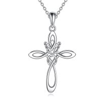 wholesale 925 Sterling Silver Cross Vine Pendant Necklace for Women-03-Sisters Cross Necklace