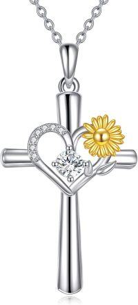 wholesale 925 Sterling Silver Birthstone Flower Necklace Christian Valentine s Birthday Gifts for Women ( )-Apr