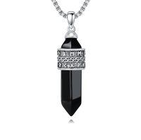 wholesale 925 Sterling Silver Oxidized Black Onyx Rune Crystal Point Pendant Necklace-C01-Viking Rune