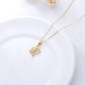 wholesale 14k Gold Mom Script Heart Pendant Necklace With Cubic Zirconia Stones-0-5