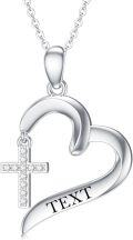wholesale 925 Sterling Silver Gold-Plated Cubic Zirconia Heart Cross Pendant Necklace for Women - Mother's Day Gift-0-1