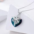 wholesale 925 Sterling Silver Rn Nurse Caduceus Heart Blue Crystal Zircon Pendant Necklace-0-1