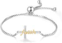 wholesale Sterling Silver Cross Bracelet Faith Christian Religious Jewelry Gift for Women-Silver Gold