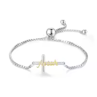 wholesale Gold 925 Sterling Silver Cross Bracelet - Faith Christian Religious  for Women-Silver Gold