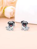 wholesale 925 Sterling Silver Pug Dog Stud Earrings for Women -0-3