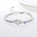 wholesale Sterling Silver Adjustable Infinity Heart Bangle for Women-0-6