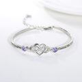 wholesale 925 Sterling Silver Forever My Daughter Heart Bangle With Pink Stones-0-6