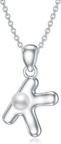 wholesale Sterling Silver Pearl Dainty Initial Necklace for Women-0-0